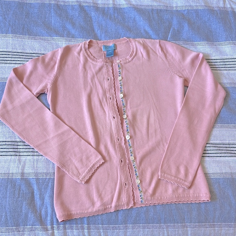 SO blue Sigrid Olsen Feminine Cotton Knit Cardigan